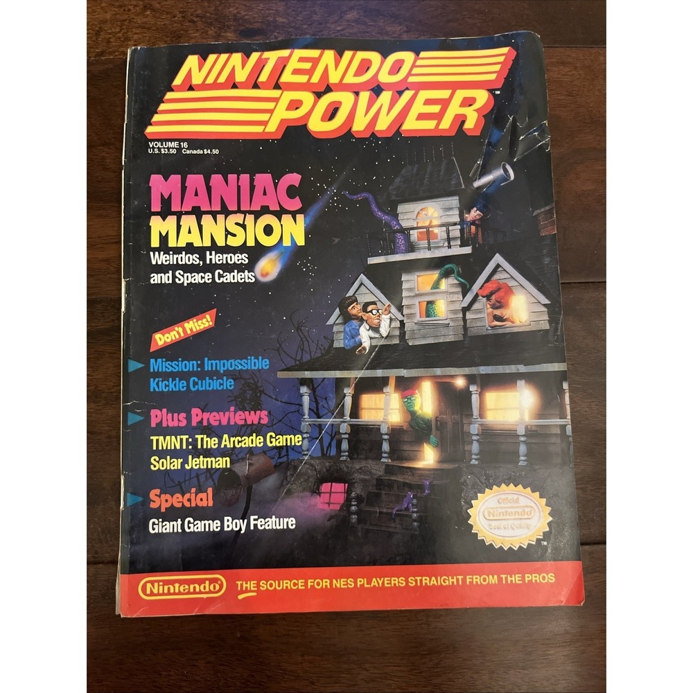 Nintendo Power Volume 16 Issue - 1990 Maniac Mansion TMNT Solar Jetman Poster